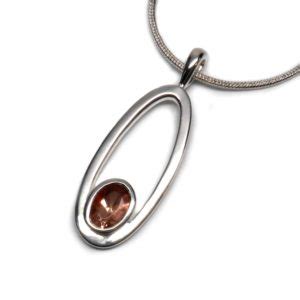 Oregon Sunstone Oval Faceted Sterling Silver Pendant With Chain The