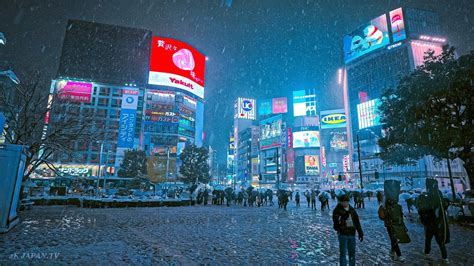 Hours Of Heavy Snow Night Walk In Tokyo Japan K Hdr