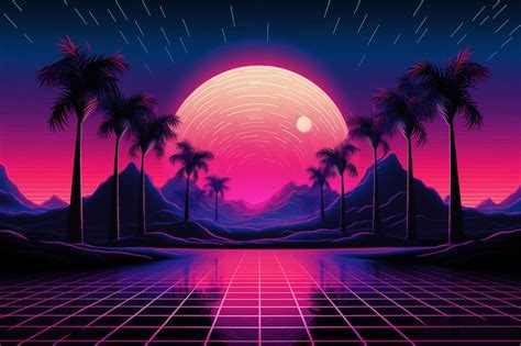 Premium Ai Image Retro Wave Digital Art In Style Vapor Wave