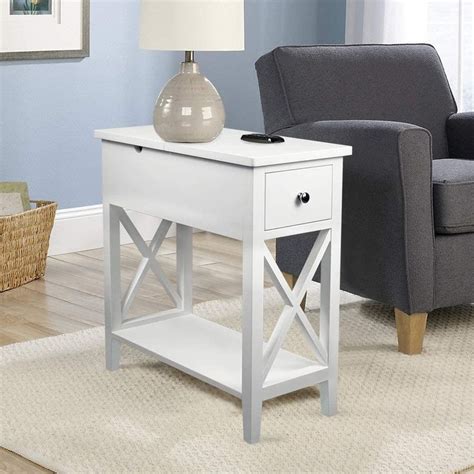 Choochoo End Table Mdf Material Flip Top Narrow End Table With Drawer