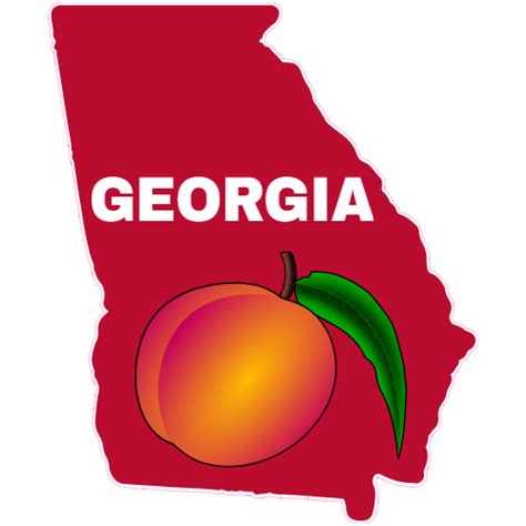 Georgia Peach Red State Shaped Sticker - U.S. Custom Stickers