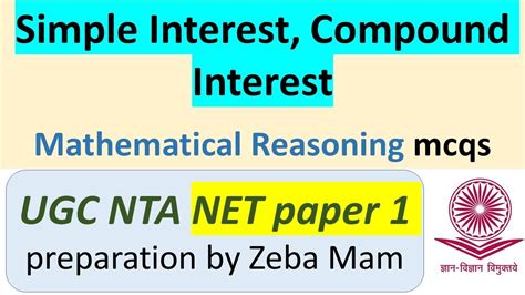 Simple Interest Compound Interest Mathematical Reasoning Mcqs Ugc Nta Net Paper 1