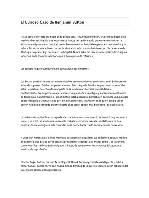 El Curioso Caso De Benjamin Button Pdf