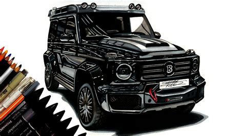 Realistic Car Drawing Brabus G Adventure Mercedes Benz G Wagon Time Lapse Youtube