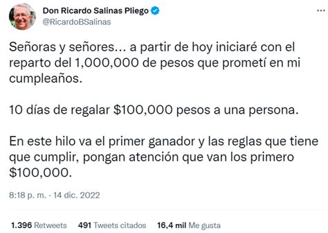 Es Un Fraude Ricardo Salinas Pliego Promete Regalar 100 Mil Pesos Y