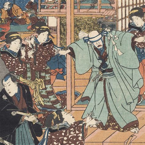 Kunisada 1786 1864 The 47 Ronin Act 7 The Ichiriki Teahouse In