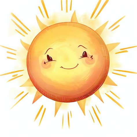 Um Desenho Animado De Um Sol Um Rosto Sorridente Foto Premium