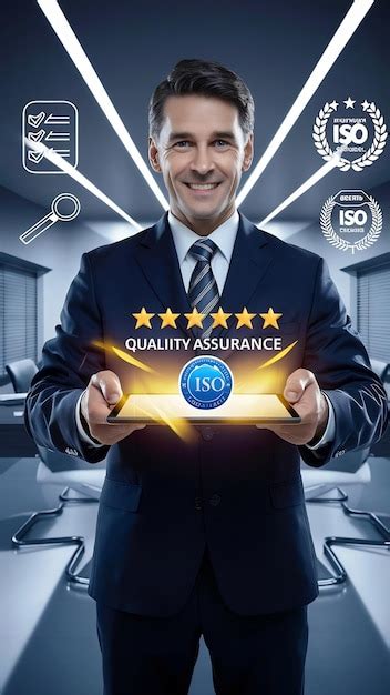 Businessman Holding Tablet And Showing The Best Quality Assurance With