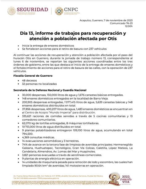 SPR Informa Reporta Protección Civil acciones en el 13 día de apoyo