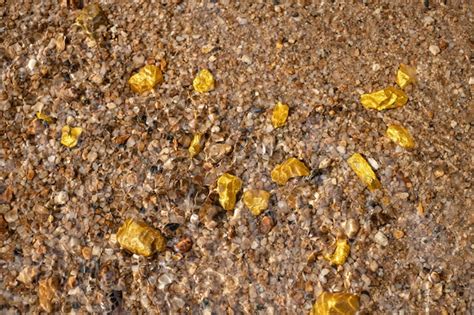 Mineral De Pepita De Oro Puro Encontrado En Mina Con Fuentes Naturales