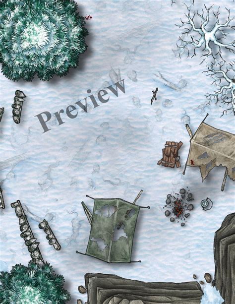 Snowy Camp Raid Battlemap Status Effect Games LLC Dungeon Masters Guild