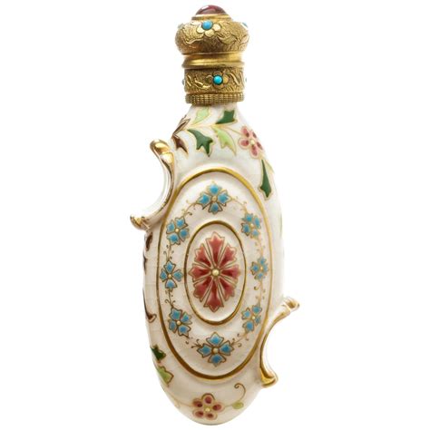 Antique Porcelain Scent Or Perfume Bottle By Zsolnay Hungary 19th