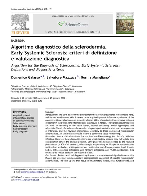 (PDF) Algorithm for the Diagnosis of Scleroderma. Early Systemic Sclerosis: Definitions and ...