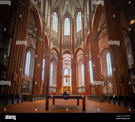 Altar At St Mary Church Marienkirche Interior Lubeck Germany