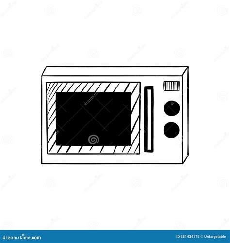 Vector Sketch Hand Drawn Silhouette of a Microwave Oven, Line Art Stock ...