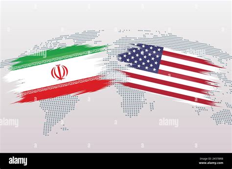 Iran Vs USA Soccer Ball In Flag Design On World Map Background For