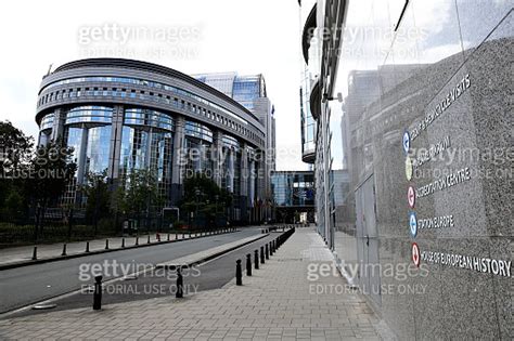 Exterior View Of European Parliament Building In Brussels Belgium On