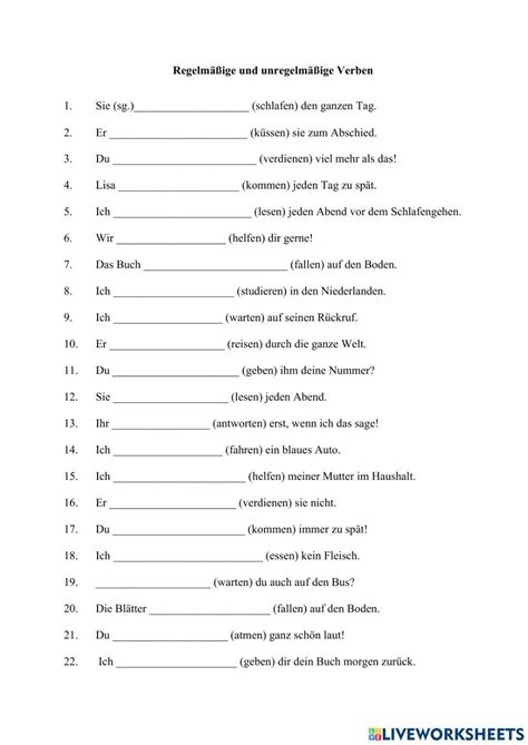 A1 E1 Verben Konjugieren Online Exercise For Live Worksheets