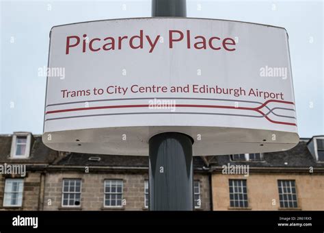 Picardy Place Tram Stop Sign Edinburgh Trams Scotland UK Stock Photo