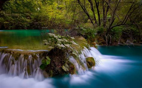 Sunlight Trees Landscape Forest Waterfall Lake Water Nature Reflection Long Exposure