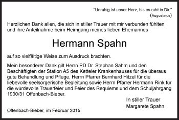 Traueranzeigen Von Hermann Spahn Trauer Op Online De