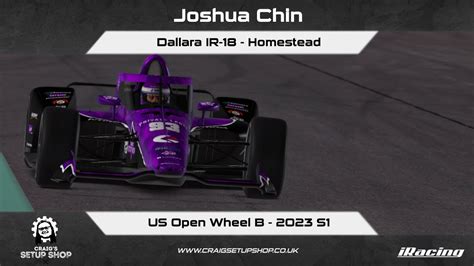 IRacing 23S1 Dallara IR 18 US Open Wheel B Homestead JC YouTube