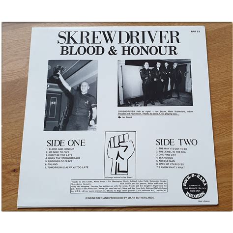 Blood And Honour Von Skrewdriver LP Bei Punkoimusic Ref 120077509