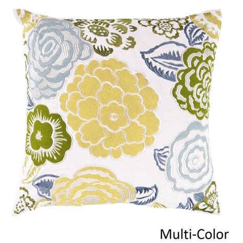 Decorative 18 Inch Pillow Cover Multi Color Bluepolyester Floral Floral Pillows Throw