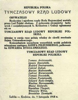 Afisz proklamujący powstanie Tymczasowego Rządu Ludowego w listopadzie