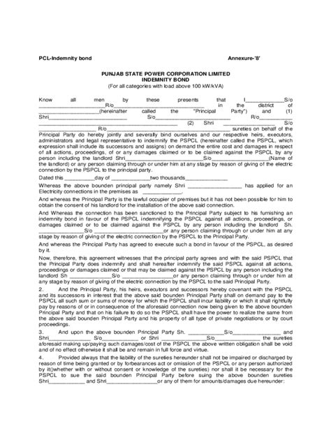 Indemnity Bond Format Fill Out And Sign Online Dochub