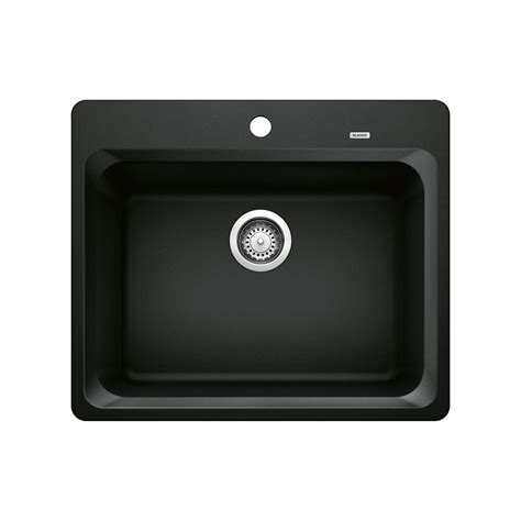 Blanco Vision 1 Single Bowl Drop In Kitchen Sink Silgranit Coal Black