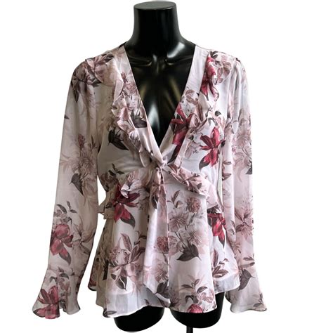 Forever New Womens Size 10 Floral Long Sleeve Blouse Pinks