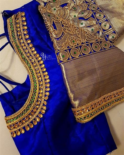 Royal Blue Bridal Blouse With Border Highlights For Orders And Queries