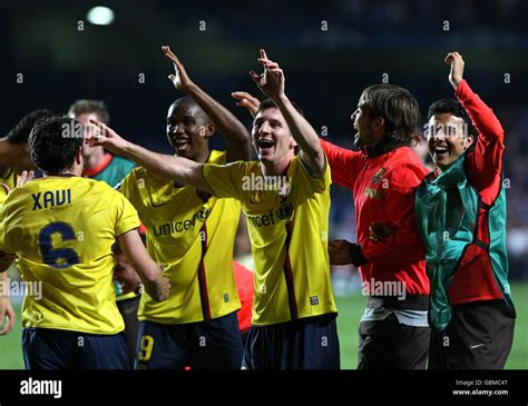 Barcelonas Lionel Messi Celebrates Victory After The Final Whistle Hi