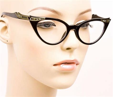 Slim Cat Eye Black Clear Crystals Sexy Retro Pinup Wayfe Eyeglasses Frames 1317 Ebay