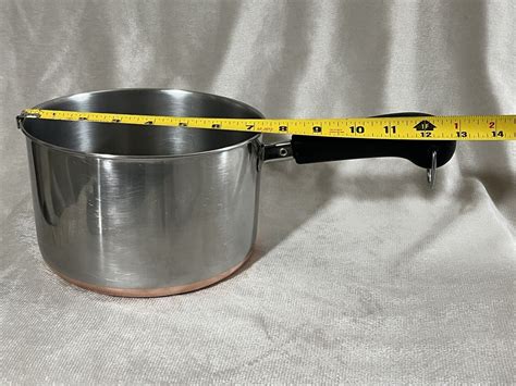 Vintage Revere Ware Copper Bottom Qt Sauce Pan Pot Lid