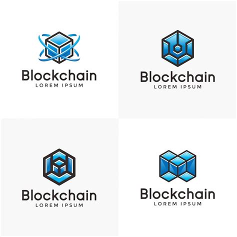 Insignia Del Logotipo De Blockchain Azul Vector Premium