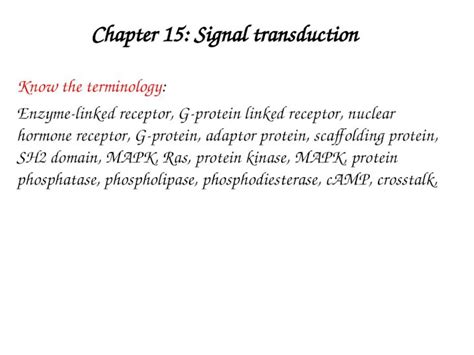 Ppt Chapter Signal Transduction Know The Terminology Enzyme