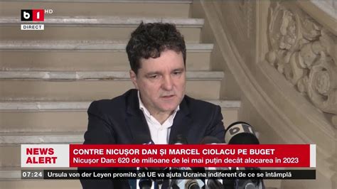 CONTRE NICUȘOR DAN ȘI MARCEL CIOLACU PE BUGET Știri B1TV 16 dec 2023