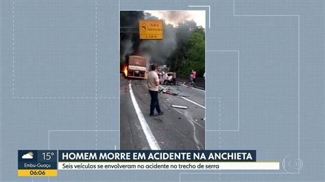 Vídeo Homem morre em acidente na Rodovia Anchieta Bom dia SP G1