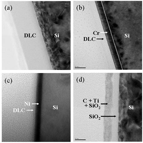 Cross Sectional TEM Images Of The A DLC Film And Of The DLC Films