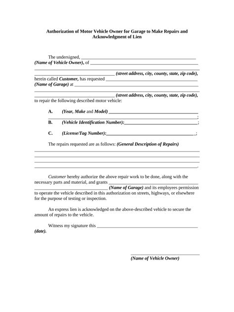 Authorization For Vehicle Services Fill Out Sign Online DocHub