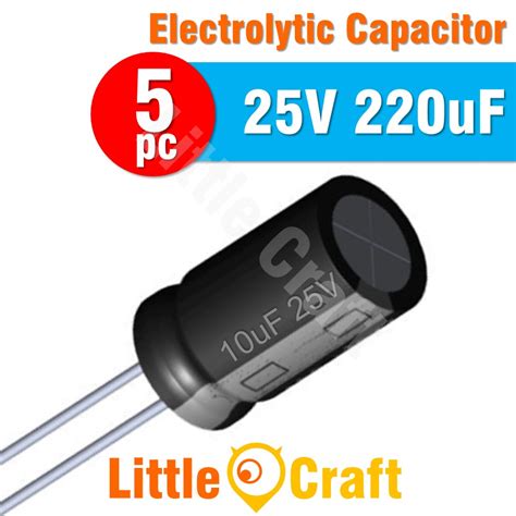 5pcs Electrolytic Capacitor 25V 220uF