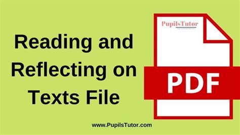 Reading And Reflecting On Texts Practical File In English For B Ed Free