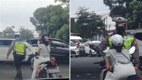 Video Viral Di Medsos Seorang Wanita Acungkan Jari Tengah Ke Polantas