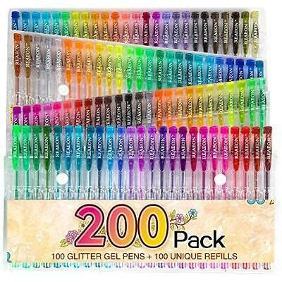 200 Glitter Gel Pen Set 100 Pens 100 Refills For Adult Doodle