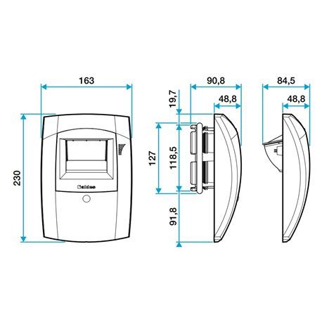 Bouche VMC hygroréglable Bahia Curve L C35 Bouton poussoir 9V Ø125 mm