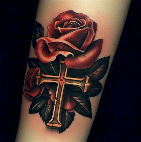 Rose And Cross Tattoo Rose Cross Tattoo A Timeless Fusion Of