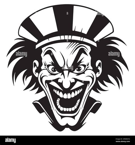 Icon Evil clown. Black and white. Vector illustration Stock Vector ...