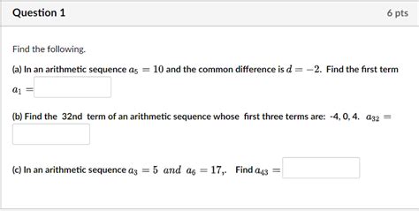 Solved A In An Arithmetic Sequence A510 And The Common